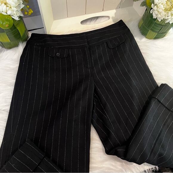 NEW Ann Taylor Pinstriped Wide Leg Cropped Cuffed Career Capri Suit Trousers 4P - Picture 6 of 13